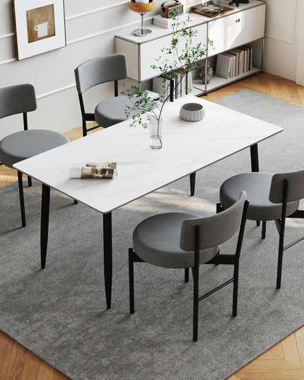Giantex Boucle Dining Chairs Set of 2/4, Sherpa Upholstered Kitchen Chairs w/Curved Backrest, Padded Seat & Metal Legs