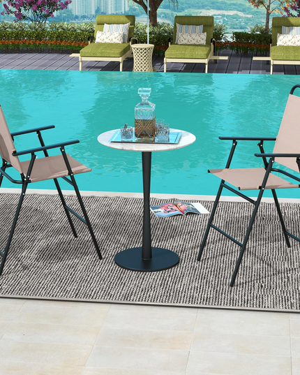 Giantex Outdoor Folding Bar Chair Set of 2, Bar-Height Patio Chairs with Backrest, Armrests, Footrest