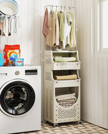 Giantex 4-Tier Laundry Cart with Hanging Rack