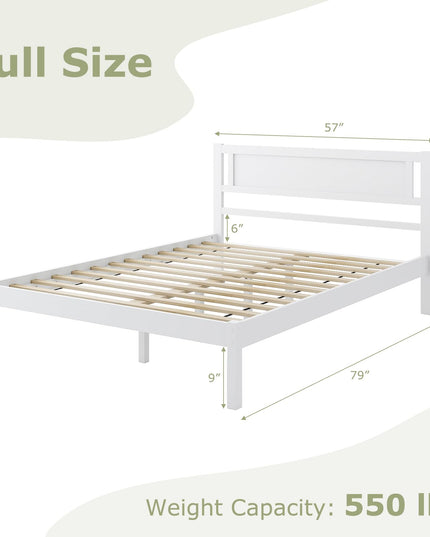 Giantex Wood Full Size Bed Frame with Headboard