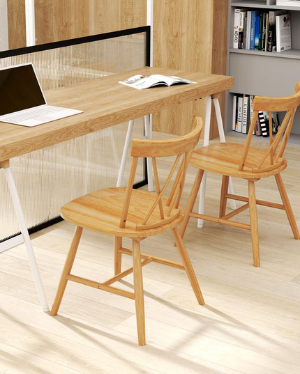 Giantex Wooden Dining Chairs Set of 2/4, Farmhouse Windsor Kitchen Chairs w/Cross Back, Wide Seat