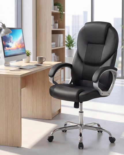 Giantex Ergonomic Mesh Executive Chair with Padded Armrests & Rocking Backrest
