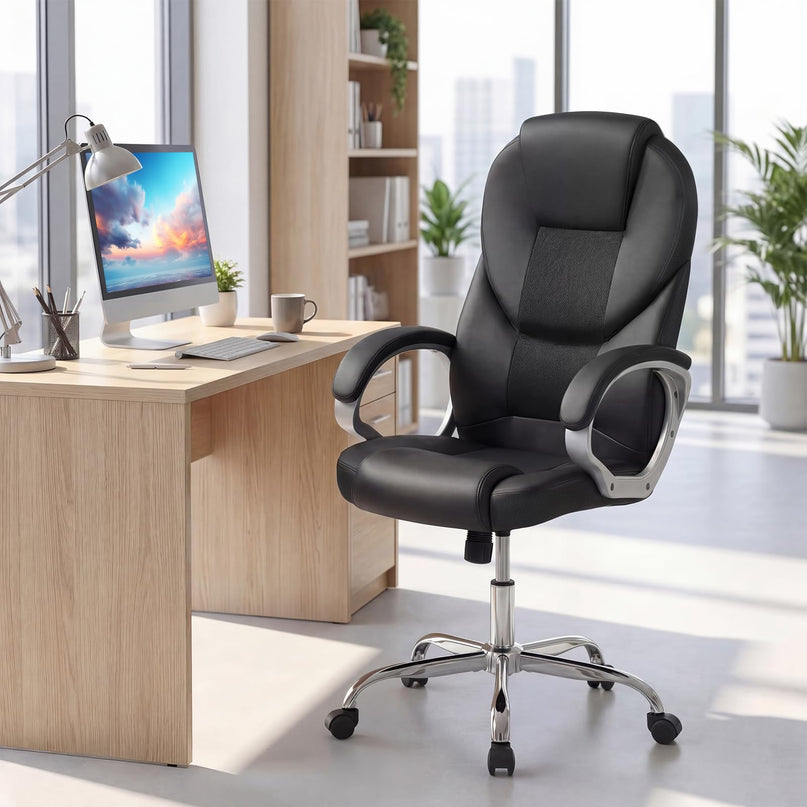 Fauteuil de bureau ergonomique Giantex en maille avec accoudoirs rembourrés et dossier inclinable