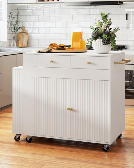 GIANTEX 72”-44.5” Extendable Kitchen Island with Storage
