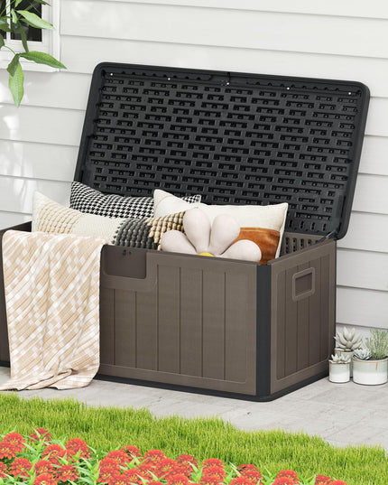 Giantex 100 Gallon Deck Box with Lockable Lid for Patio Furniture Cushions