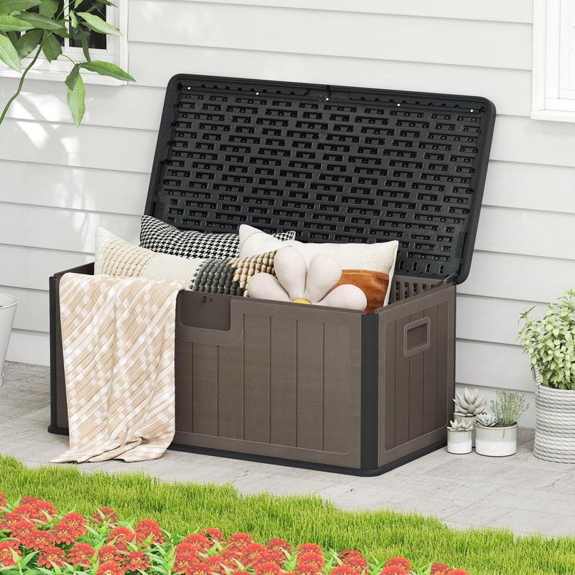 Giantex 100 Gallon Deck Box with Lockable Lid for Patio Furniture Cushions