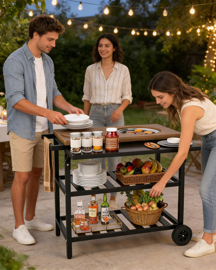 Giantex Outdoor Grill Cart with Korean BBQ Charcoal Grill