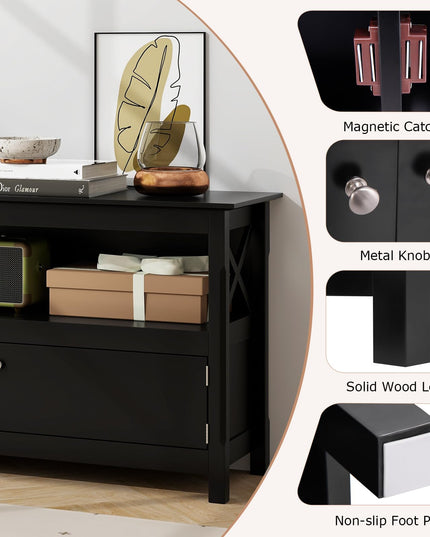 Giantex TV Stand with Power Outlet for TVs up to 50 Inch, Entertainment Center with 2-Door Cabinet