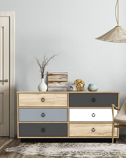 Dresser 6 Drawer Chest Accent Double Clothes Organizer Unit with Sturdy Frame