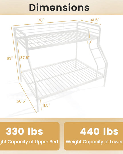 Giantex Metal Bunk Beds Twin Over Full Size, Heavy Duty Bunk Bed for Teens Adults with Ladder & Guardrails