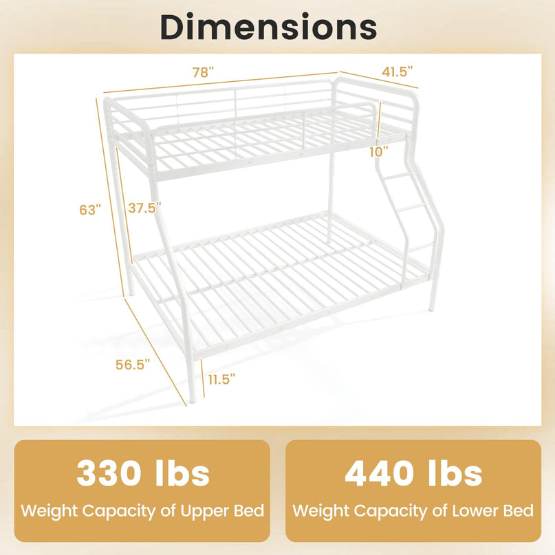 Giantex Metal Bunk Beds Twin Over Full Size, Heavy Duty Bunk Bed for Teens Adults with Ladder & Guardrails