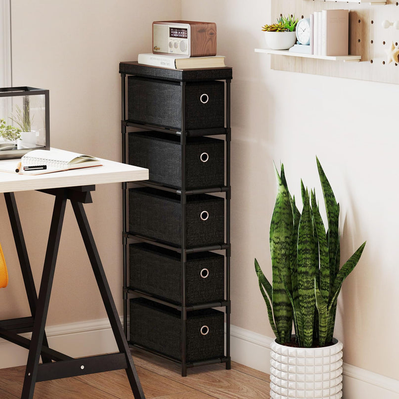 Giantex 5 Drawer Storage Cabinet with Fabric Drawers