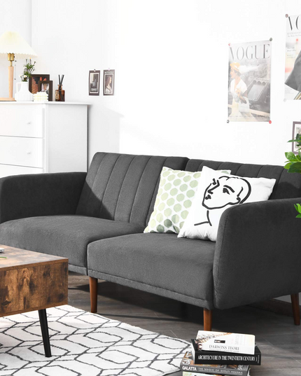 Giantex Foldable Futon Sofa Bed, Convertible Sofa Couch Upholstered Futon Sleeper Sofa with Pillow