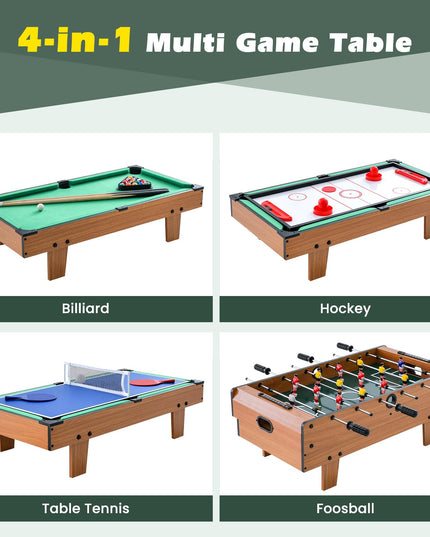 Giantex 4-in-1 Multi Game Table, Combo Foosball Game Table Top w/Billiards, Ping Pong, Push Hockey for Home, Game Room