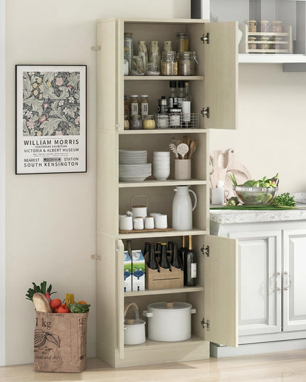 Giantex 75'' Tall Freestanding Cupboard with Doors & Shelves