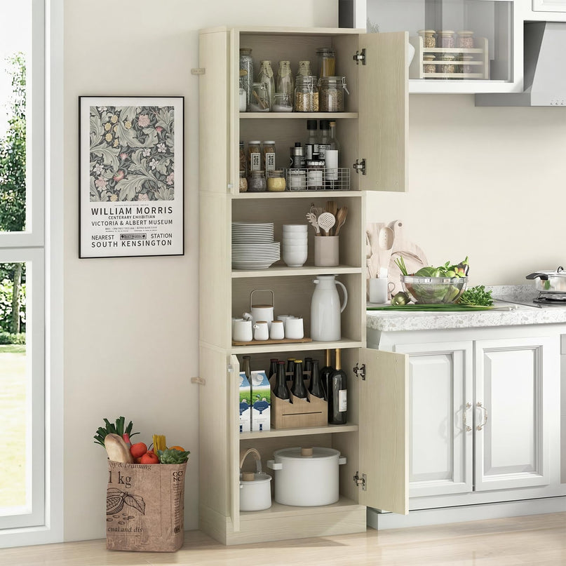 Giantex 75'' Tall Freestanding Cupboard with Doors & Shelves