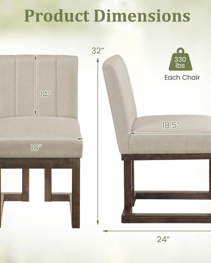 Giantex Farmhouse Fabric Upholstered Kitchen Chairs with 5.5" Thickened Padded Seat