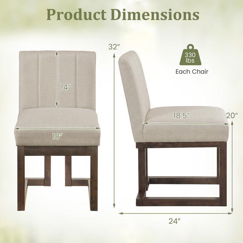 Giantex Farmhouse Fabric Upholstered Kitchen Chairs with 5.5" Thickened Padded Seat