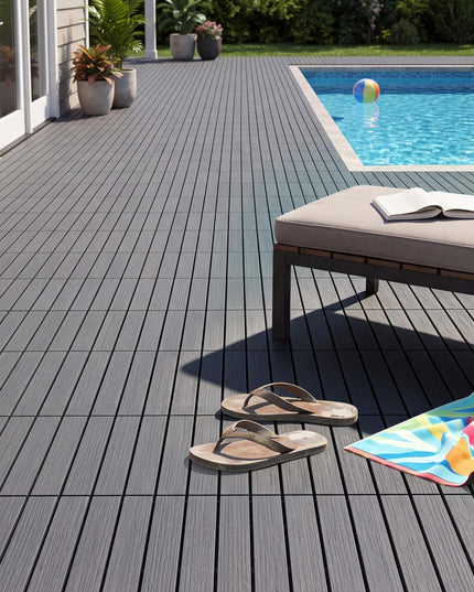 GIANTEX 36 PCS Plastic Interlocking Deck Tiles, Waterproof PP Floor Tiles