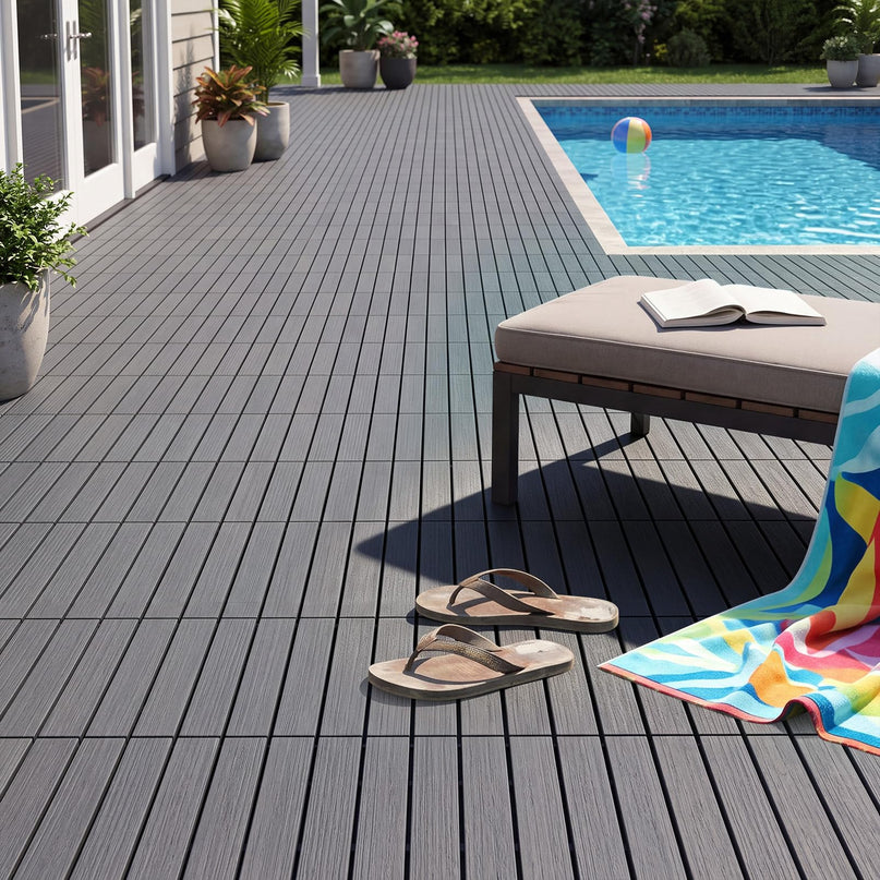 GIANTEX 36 PCS Plastic Interlocking Deck Tiles, Waterproof PP Floor Tiles