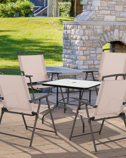 Giantex Set of 4 Patio Folding Chairs - Outdoor Sling Chairs
