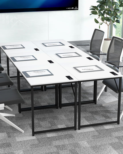 Giantex Conference Table with Charging Station, 2/4/6 PCS 32" x 24" Rectangular Meeting Room Desk with Storage Bag & Hook