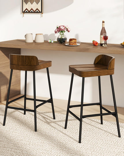 Giantex 24.5'' Bar Stool, Counter Height Bar Stools with Low Back & Footrest