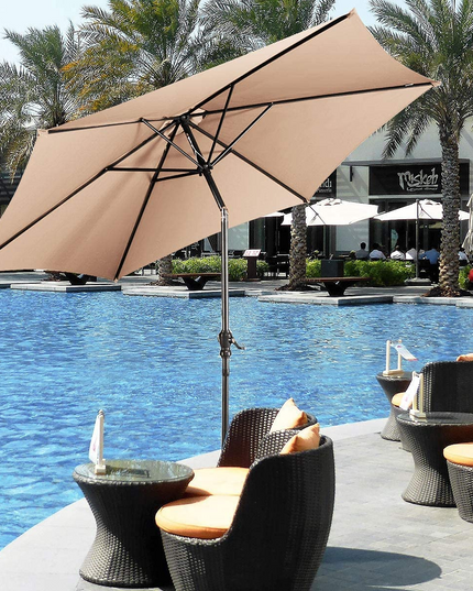 Giantex Patio Umbrella with Base Stand, 9ft Market Umbrella