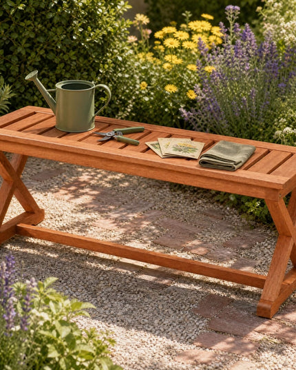 GIANTEX 44" Outdoor Bench Solid Wood Garden Bench with Cross Legs(1/2)