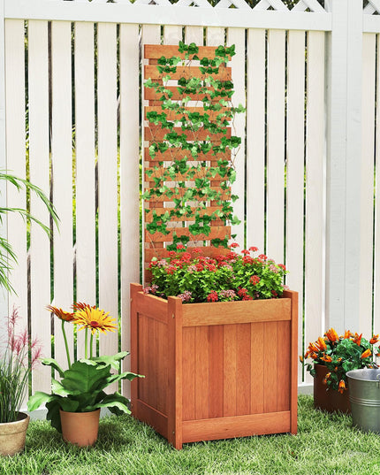 Giantex Wood Raised Garden Bed with Trellis