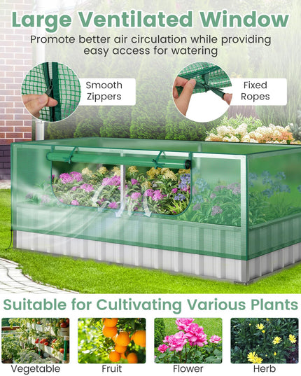 Giantex 69”x36”x28” Raised Garden Bed with Cover, 16.5 Cu.Ft Galvanized Steel Planter Box Kit