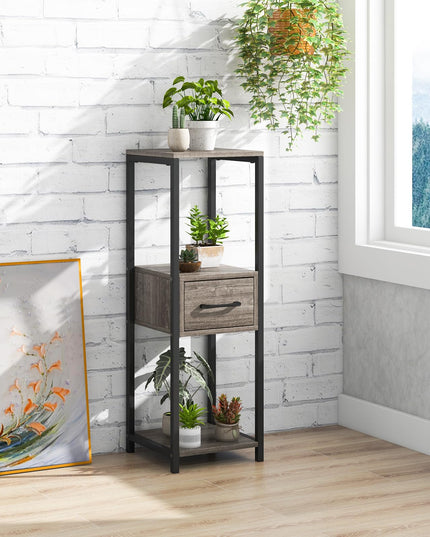 Giantex 3 Tier Tall Plant Stand Indoor, 36 Inch Corner Plant Holder with Drawer & Metal Frame