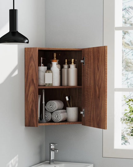 Giantex Corner Medicine Cabinet, 23.5” Over The Toilet Storage Cabinet with Mirror Door, Adjustable Shelf
