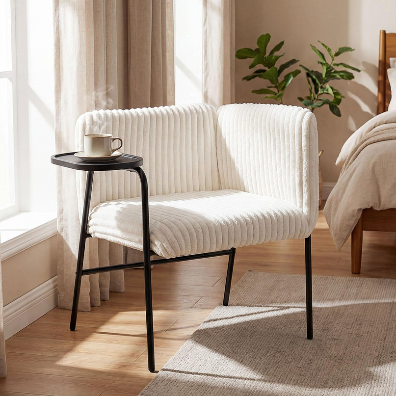 Giantex Modern Accent Chair with Tray Table Solid Metal Frame