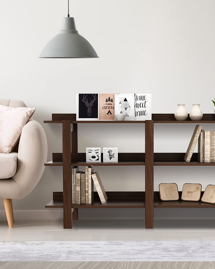Giantex Console Table, Vintage 59inch Long Sofa Table with 3-Tier Open Shelf