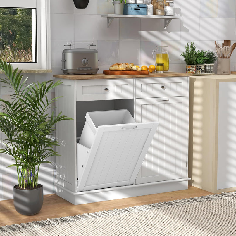 Giantex Kitchen Trash Cabinet, Kitchen Island with Tilt Out Garbage Bin