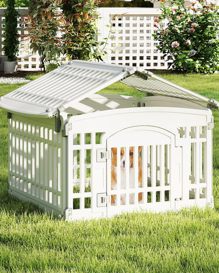 Giantex 24'' Tall Plastic Pet Fence with Lockable Door