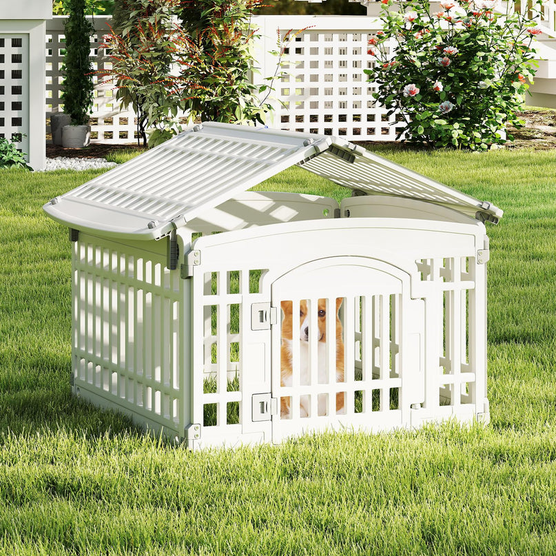 Giantex 24'' Tall Plastic Pet Fence with Lockable Door