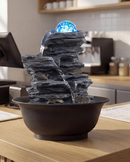 Giantex Offset Stream Tabletop Water Fountain with Rotating Crystal Ball