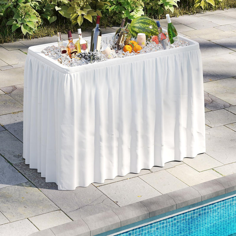 Giantex 46" Outdoor Chill Bar Table with Drain & Removable Matching Skirt
