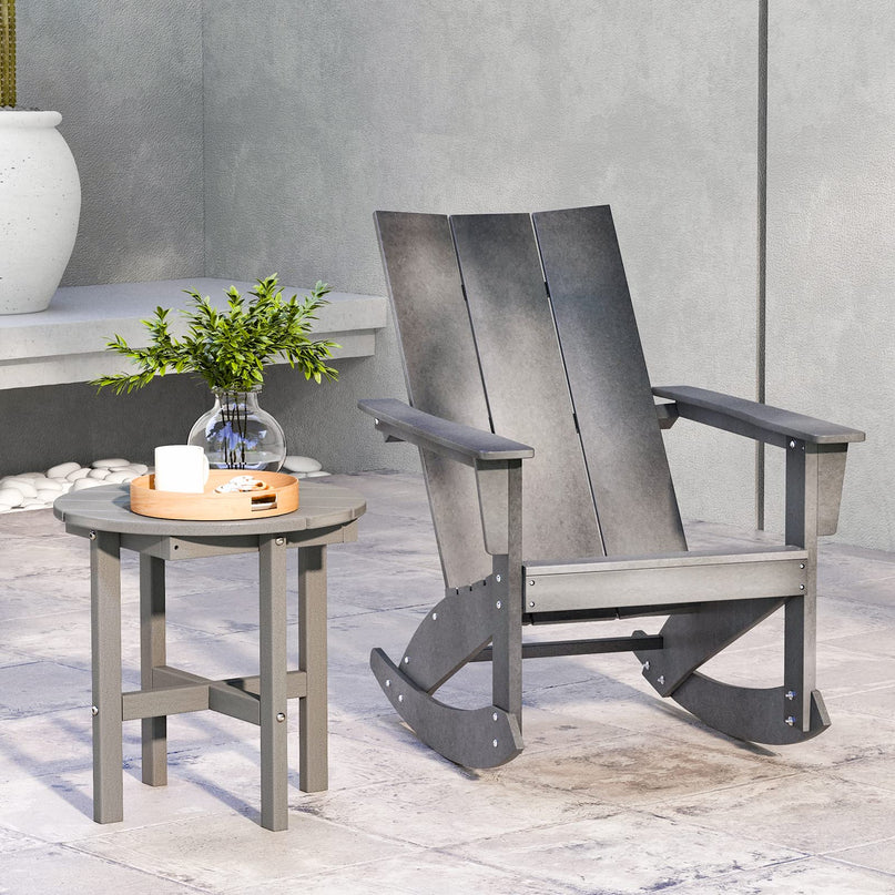 Giantex Small Outdoor Side Table - Weather-Resistant HDPE Adirondack Round End Table