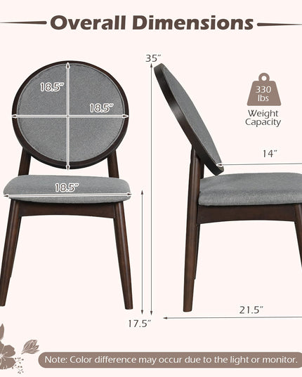 Chaises de salle à manger Giantex en tissu de lin rembourré avec siège rembourré et dossier rond (2/4)