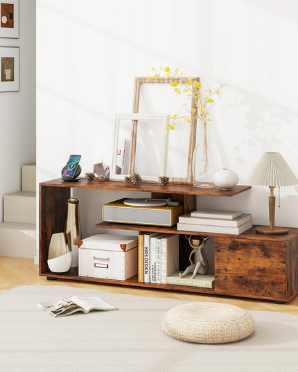 Giantex TV Stand with Power Outlet for TVs up to 55 Inch, Entertainment Center with Storage Cabinet & Open Shelves