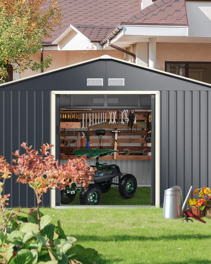 Outdoor Storage Shed with Double Sliding Door