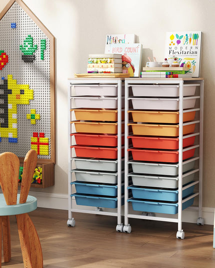 Giantex Rolling Storage Cart with 10 Drawers（33.5"H）