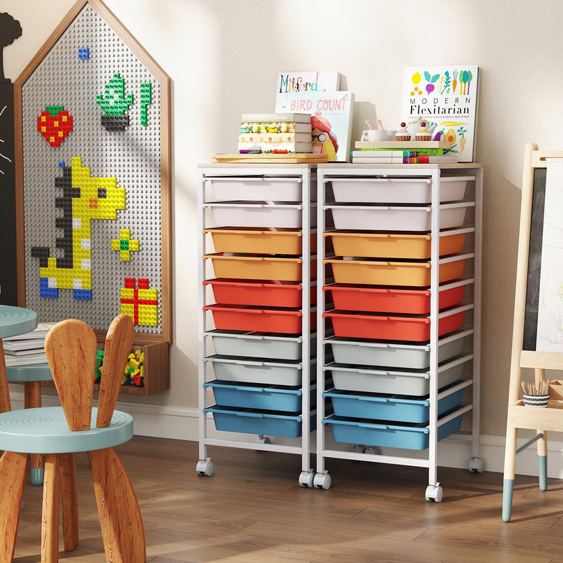 Giantex Rolling Storage Cart with 10 Drawers（33.5"H）