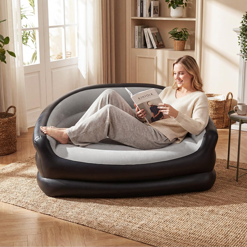 Giantex Inflatable Loveseat Couch | Portable & Foldable 2-Seater Air Sofa for Adults w/Armrests
