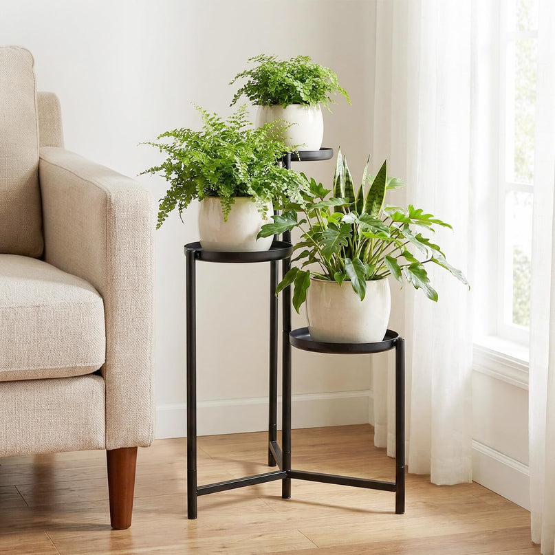 Giantex 3-Tier Metal Plant Stand Indoor Outdoor | Tall Corner Flower Pot Holder Display Rack
