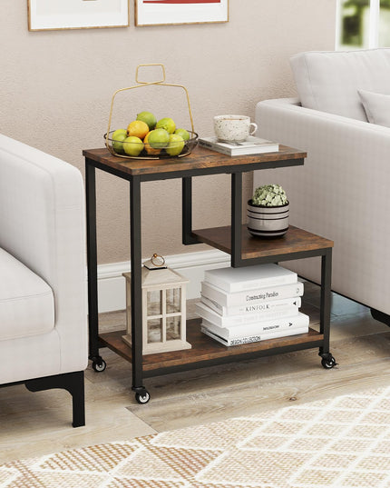 Giantex 3 Tier Side Table with Wheels for Living Room Bedroom Office