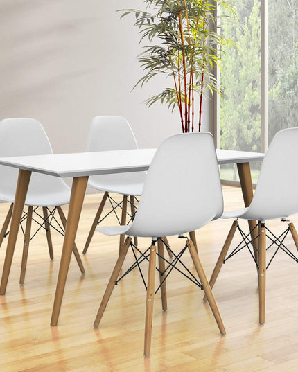 Giantex Dining DSW Chairs with Linen Cushion, Modern Mid Century Shell Chairs w/ Wood Legs